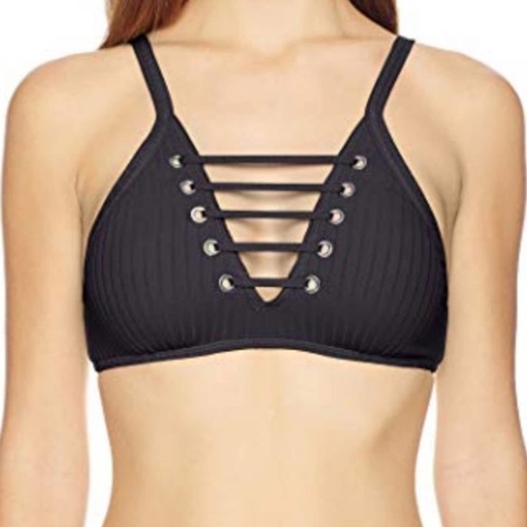 Seafolly Inka Rib Lace Up High Neck Tank NWT - Picture 2 of 12